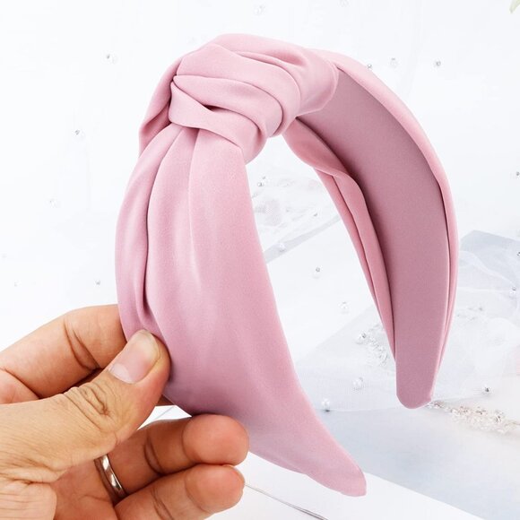 Women's Satin Silk Head Band Wide Non-Slip Fashion Hair Accessories Pink - Picture 7 of 7
